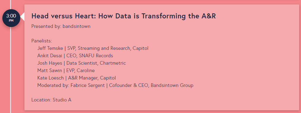 Bandsintown data streaming research music industry analytics panel discussion AI and data science in A&R music marketing and event promotion.