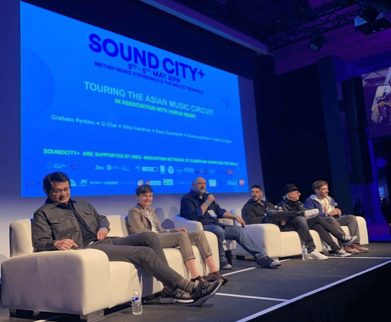 Music industry panel discussion at SoundCity+ Asian Music Circuit conference, focusing on Asian music market trends and digital innovation.