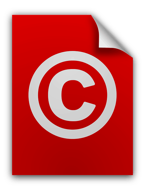 Red copyright document icon representing digital music rights and content protection.