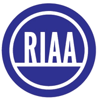 RIAA logo in purple, representing the Recording Industry Association of America, symbolizing music industry copyright and licensing authority.