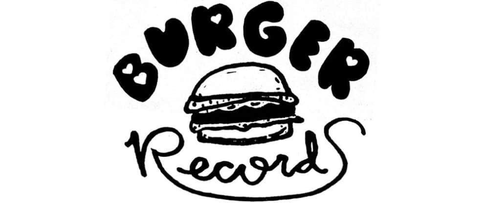 Burger records logo, music record label, indie music branding, stylized burger and record illustration, iconic logo for independent music publishers.