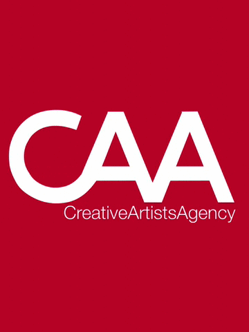 CAA Creative Artists Agency logo on a red background, representing a leading entertainment and sports agency specializing in talent management and brand consulting.