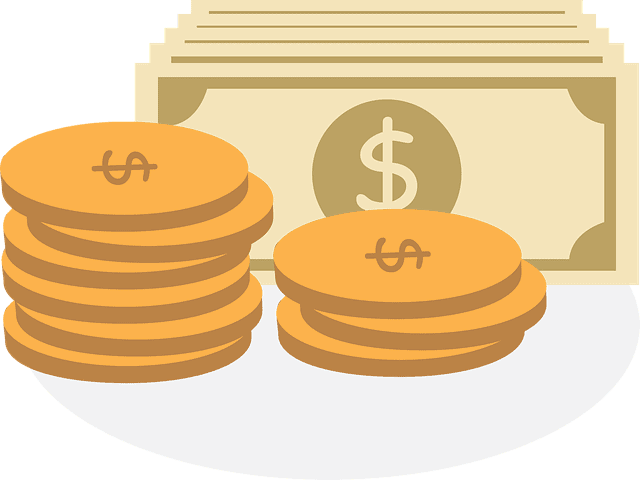 Stacks of gold coins and paper currency on a white plate, symbolizing income, revenue, and financial success, which are key topics in music business and monetization strategies discussed on Hypebot.