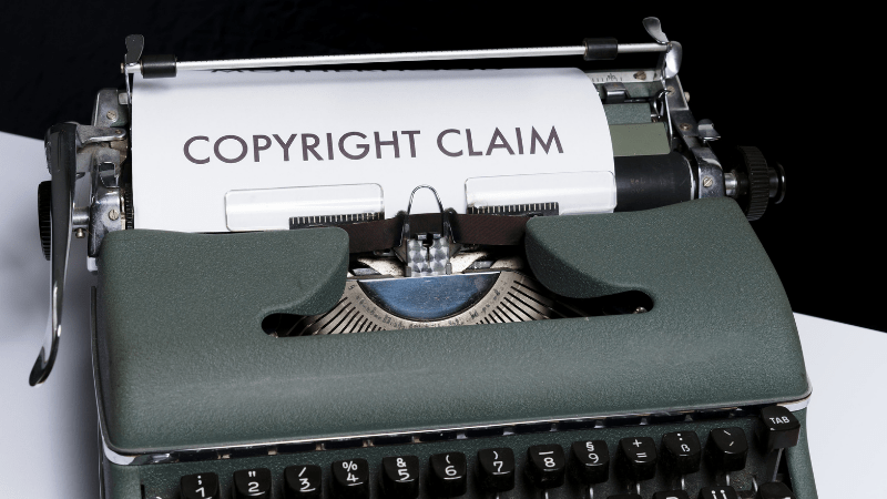 Copyright claim typewriter representing intellectual property rights and copyright protection concepts in the music and entertainment industry.