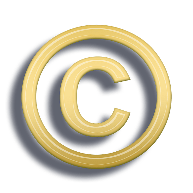 © copyright symbol in gold with black background, representing intellectual property and licensing, relevant for digital media and content creation platforms like Hypebot.