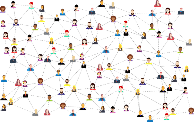 Connectivity network of diverse diverse individuals illustrating social media networking and music industry collaboration for Hypebot SEO relevance.