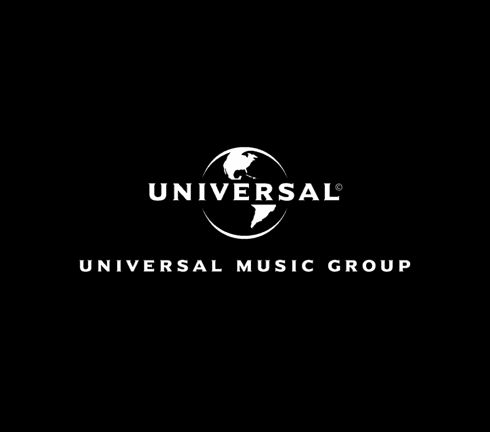 UNIVERSAL Music Group logo featuring Earth globe icon in black and white, representing a global music entertainment company with a focus on artist development, diverse music catalog, and international reach.