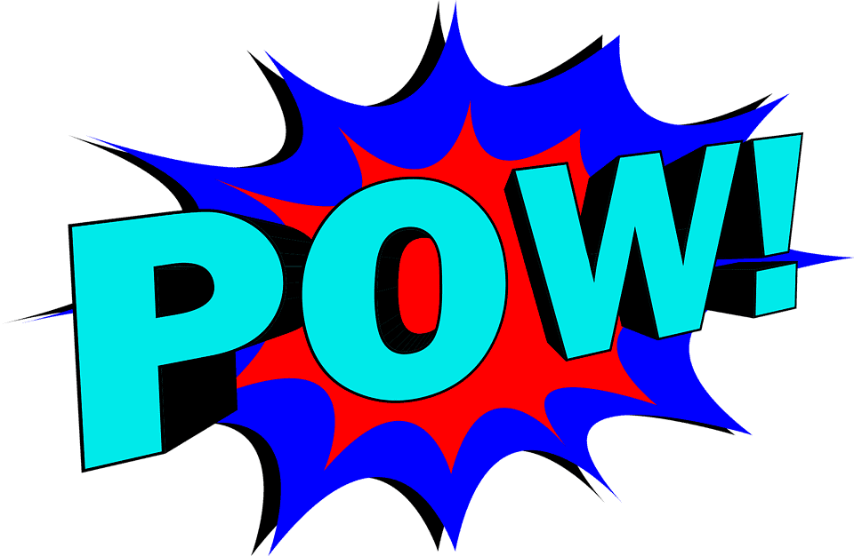 Pow explosive comic book style graphic for music industry energy and hype imagery.
