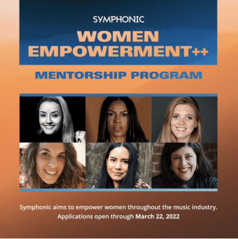 Women empowerment mentorship program featuring diverse women in music industry professional headshots for promoting gender equality and empowering women in music.