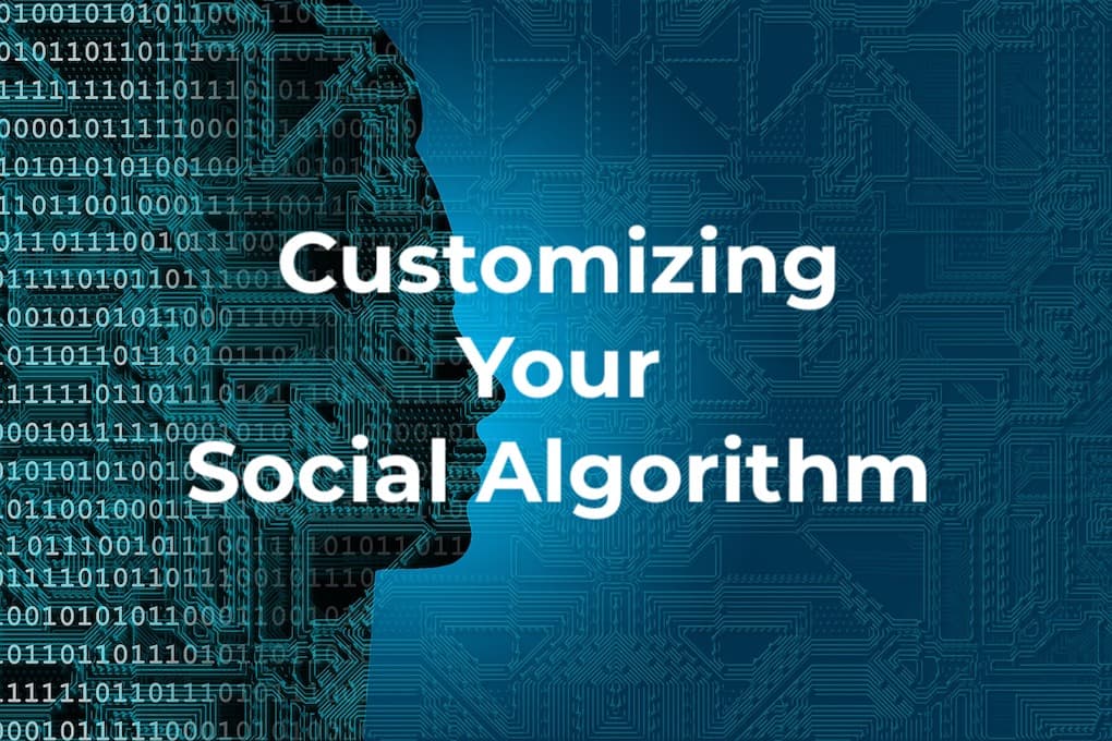 AI-powered digital illustration of a human profile composed of binary code and circuit lines representing social algorithm customization for music industry insights.