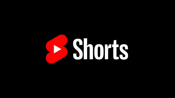 Shorts logo with red play button icon and bold white text on black background, representing YouTube Shorts and short-form video content.