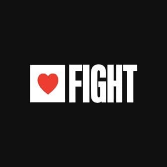 Heart icon next to the word FIGHT symbolizing passion and activism in music and entertainment.