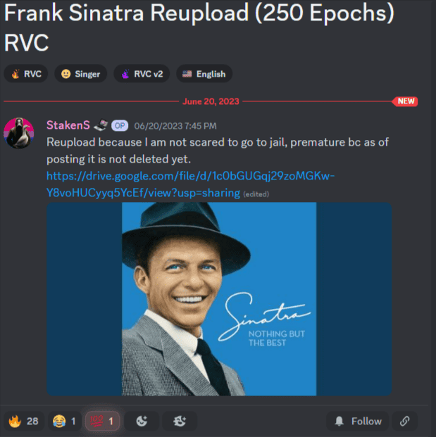Frank Sinatra Reupload 250 Epochs RVC, digital music, AI voice synthesis, music technology, Hypebot news, music industry insights, digital audio, music production, AI remix, music innovation.