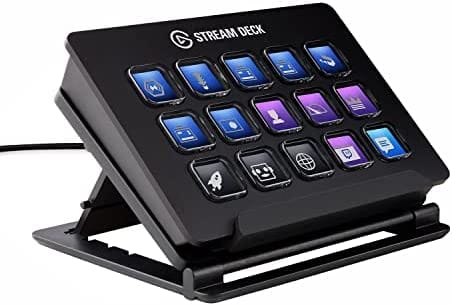 High-quality streaming deck with customizable buttons for professional live streaming and content creation. Ideal for streamers, gamers, and digital media producers.