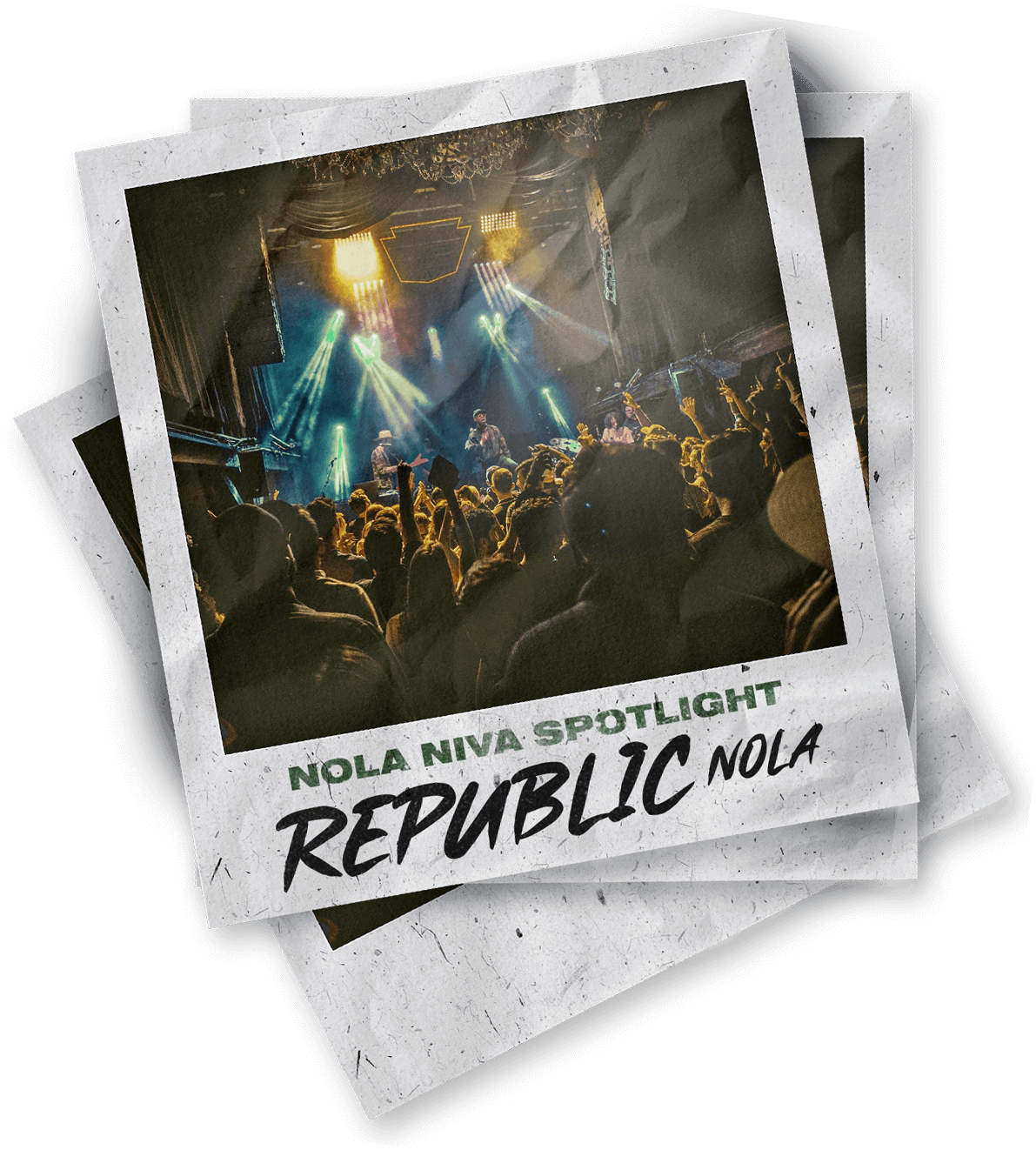 NOLA NIVA SPOTLIGHT REPUBLIC NOLA concert with vibrant stage lighting and an energetic crowd enjoying live music at a music event or festival.