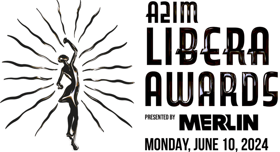 - A stylized illustration of a person with radiating lines, representing artistic expression and creativity, promoting the AMA Libera Awards presented by Merlin on June 10, 2024.