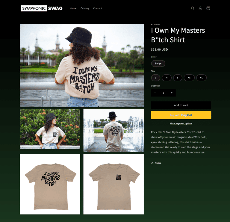 I Own My Masters B* tch Shirt - Upscale music merch for artists and fans, featuring bold text and humorous designs. Perfect for expressing music independence and master ownership with trendy style.