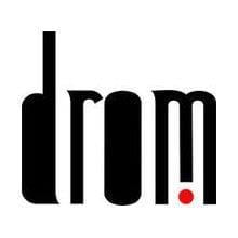 Drom music industry logo, black and red stylized text representing music trends and digital media branding for entertainment and music technology sectors.