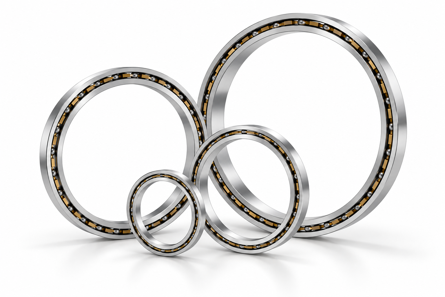 Thin section ball bearings in various sizes for precision applications | 정밀 어플리케이션에 적용되는 다양한 크기의 박형 볼 베어링 ⓒ Chatgpt (AI-Generated image)