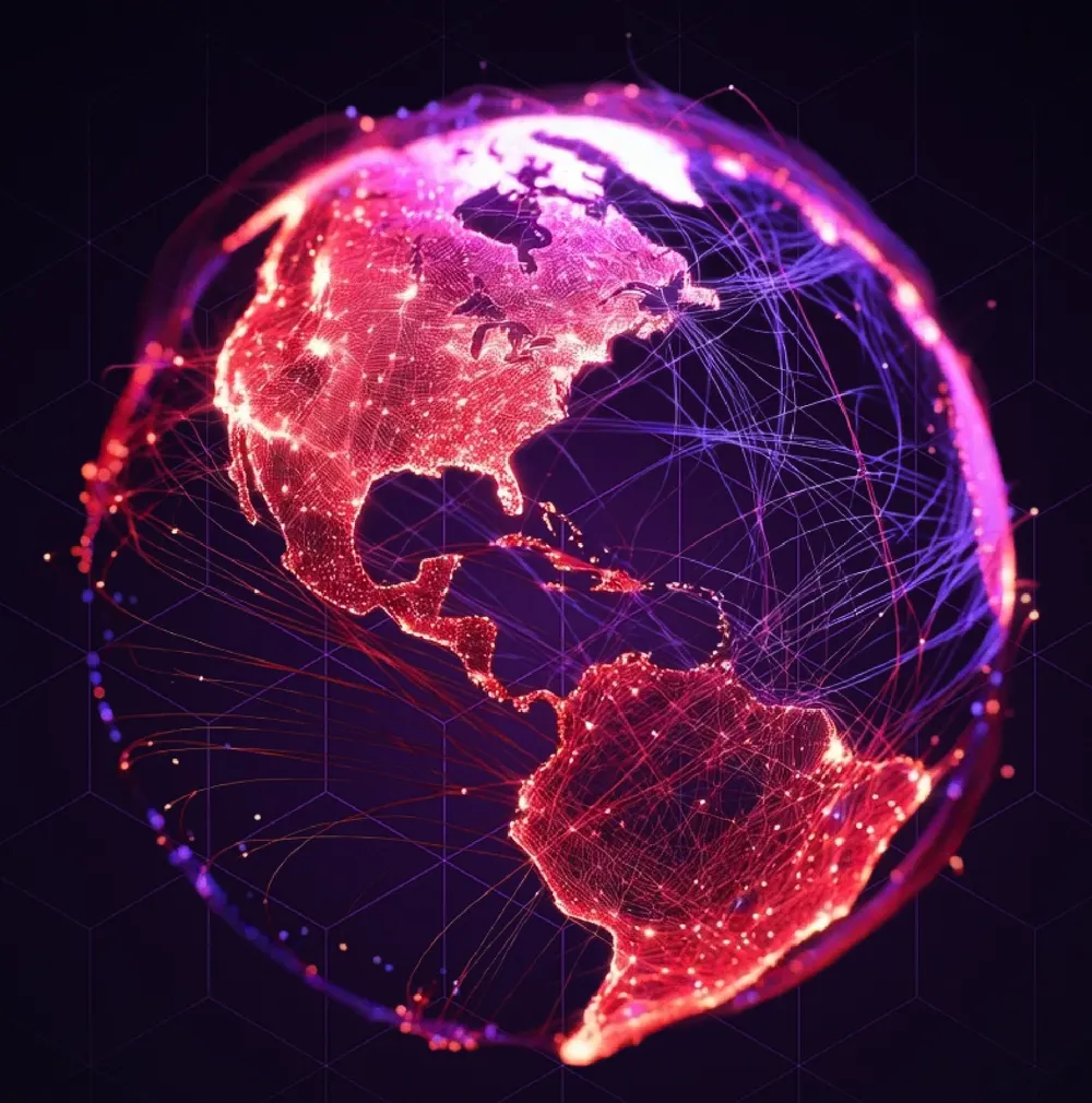 A glowing neon globe to show massive exposure for the agent that wins the TRON Real Estate Challenge