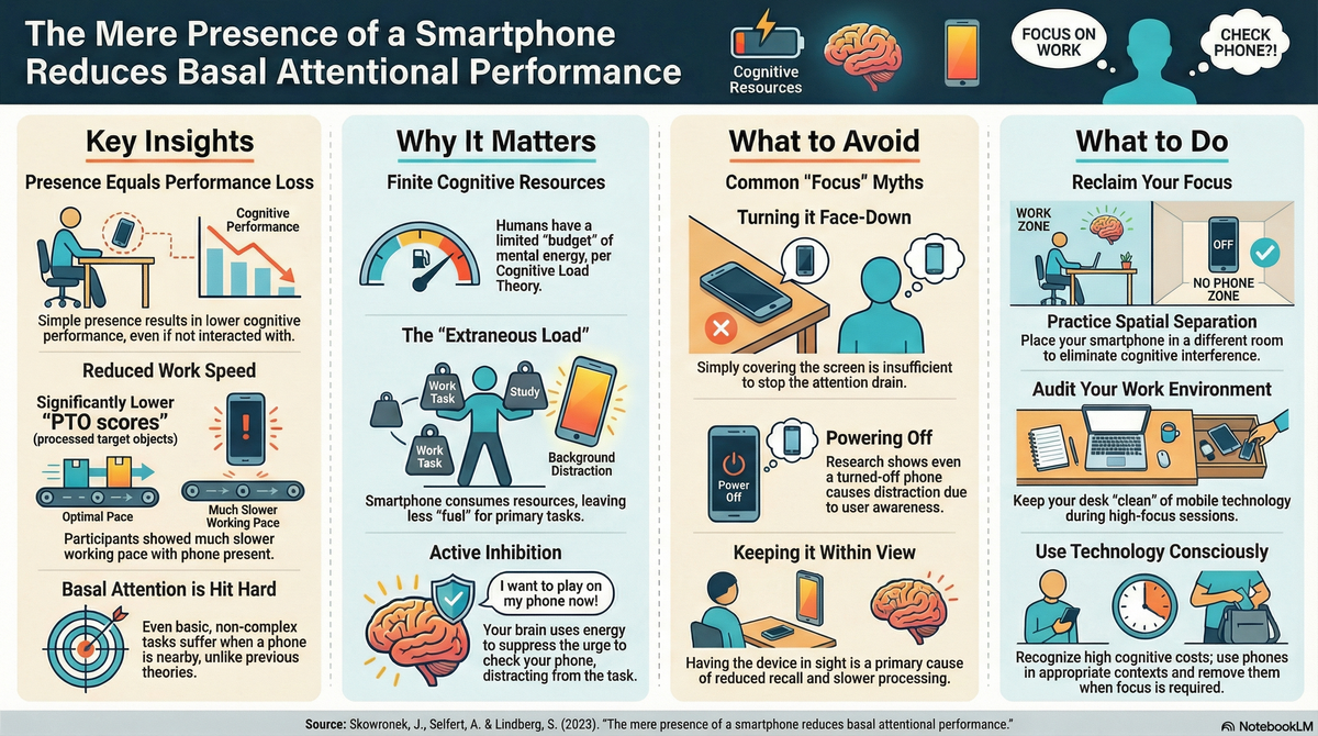 Your Smartphone is Stealing Your Brainpower (Even When It’s Off): Insights from “The mere presence of a smartphone reduces basal attentional performance”
