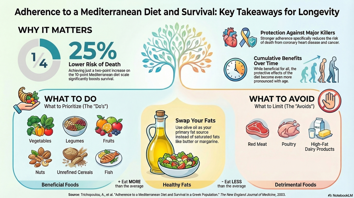 The Longevity Blueprint: What "Adherence to a Mediterranean Diet and Survival in a Greek Population" Teaches Us About Eating for a Longer Life