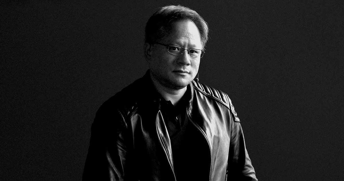 Jensen Huang, CEO of Nvidia, in his signature black leather jacket