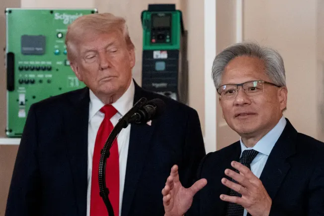 Donald Trump and Nvidia CEO Jensen Huang at a press event