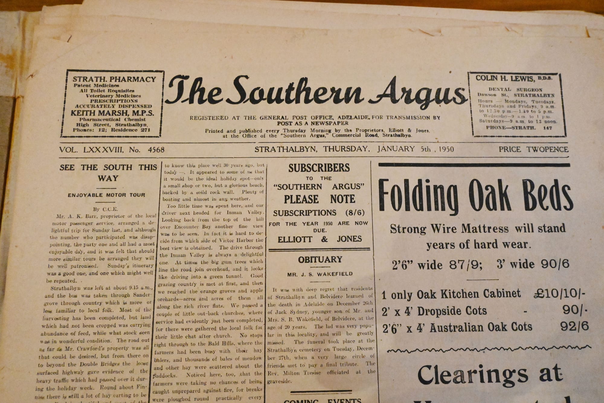 A copy of the paper from 1950 at the museum.