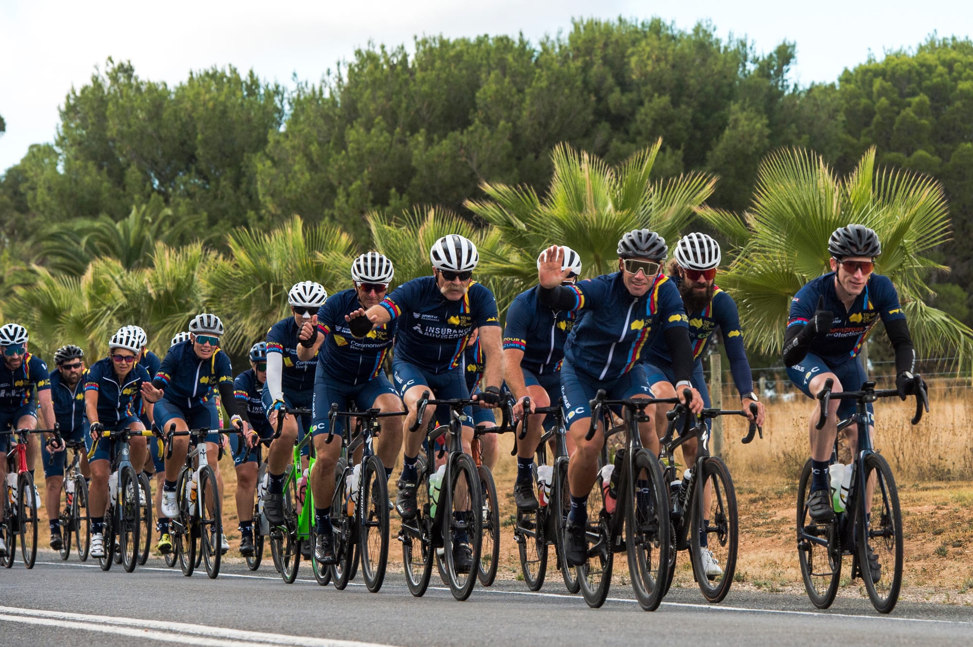Cyclists riding for a cure make a lunch stop in Strathalbyn