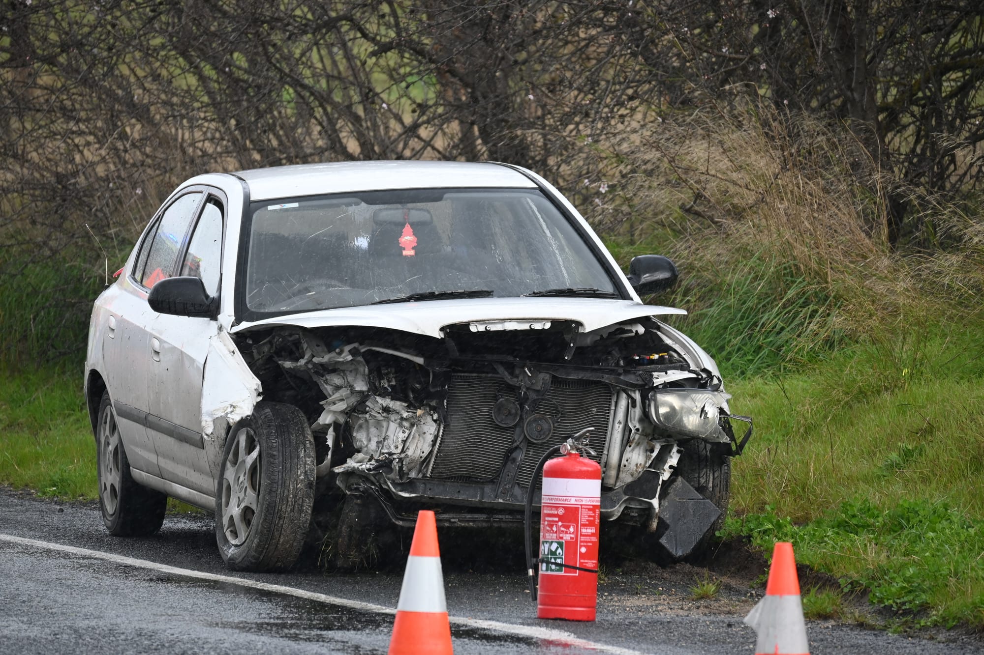 Car smashes into guard rail at Sandergrove