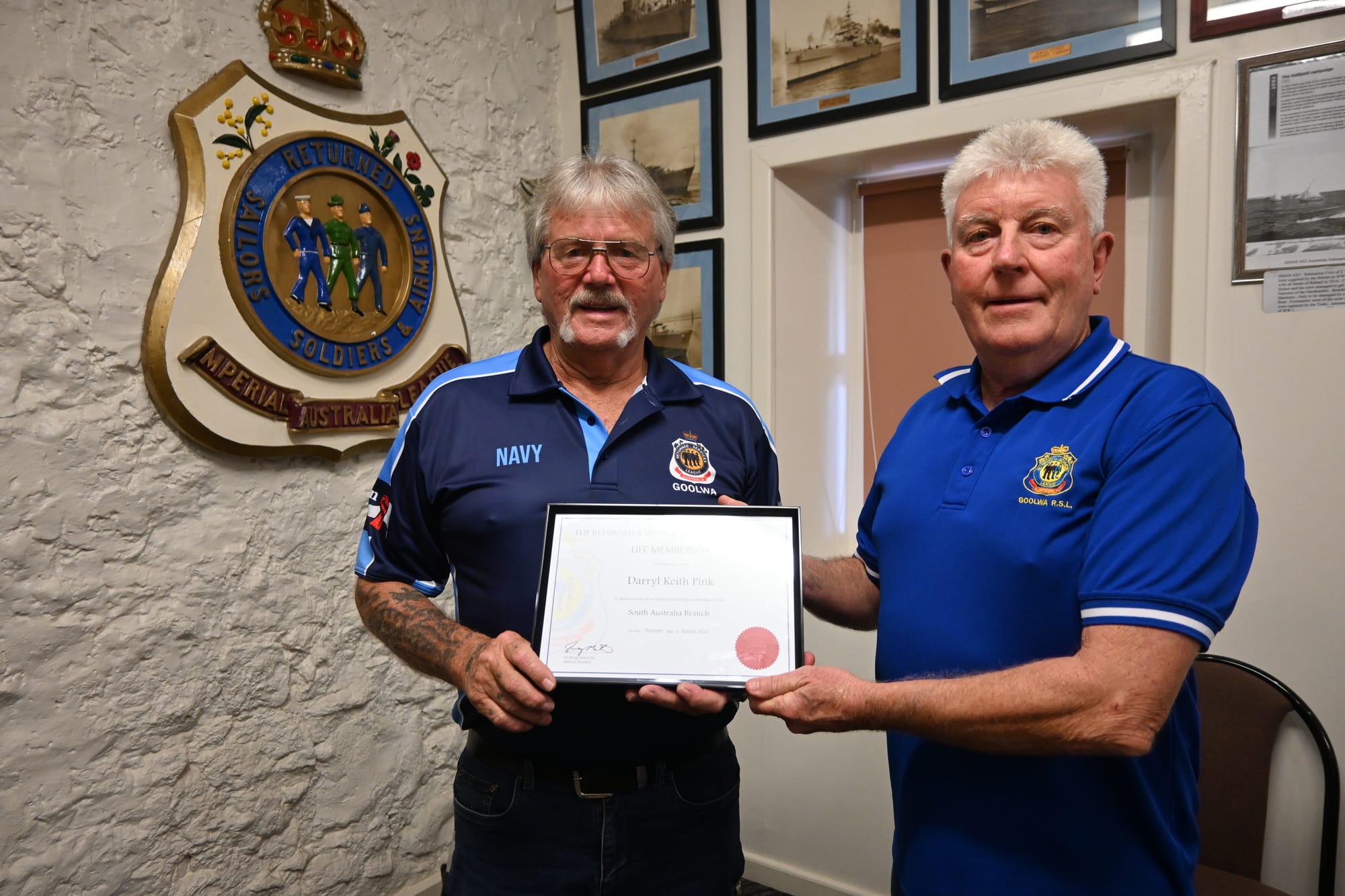 TICKLED PINK: Goolwa RSL member awarded life membership