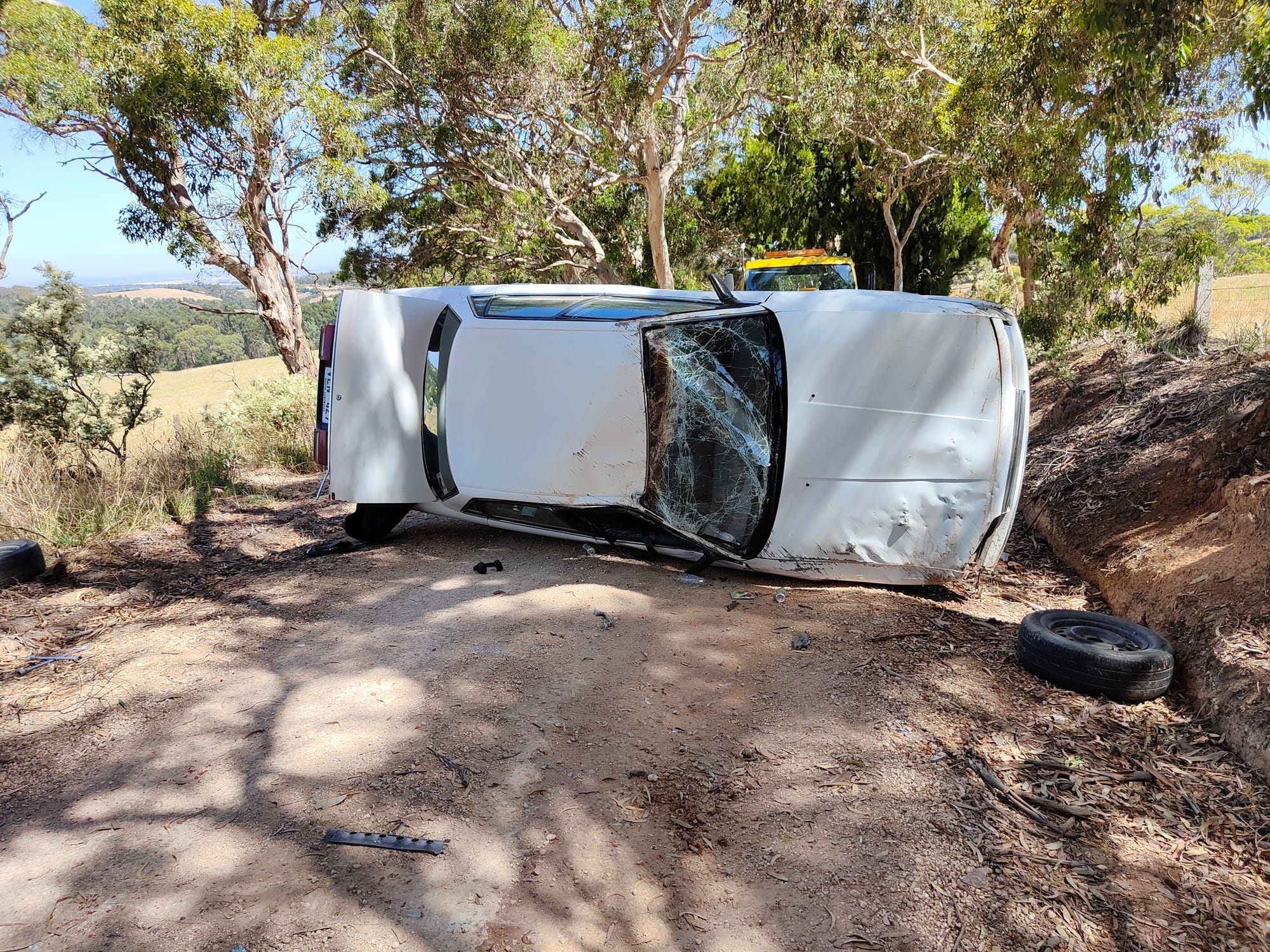 Car lands in ditch at Bugle Ranges