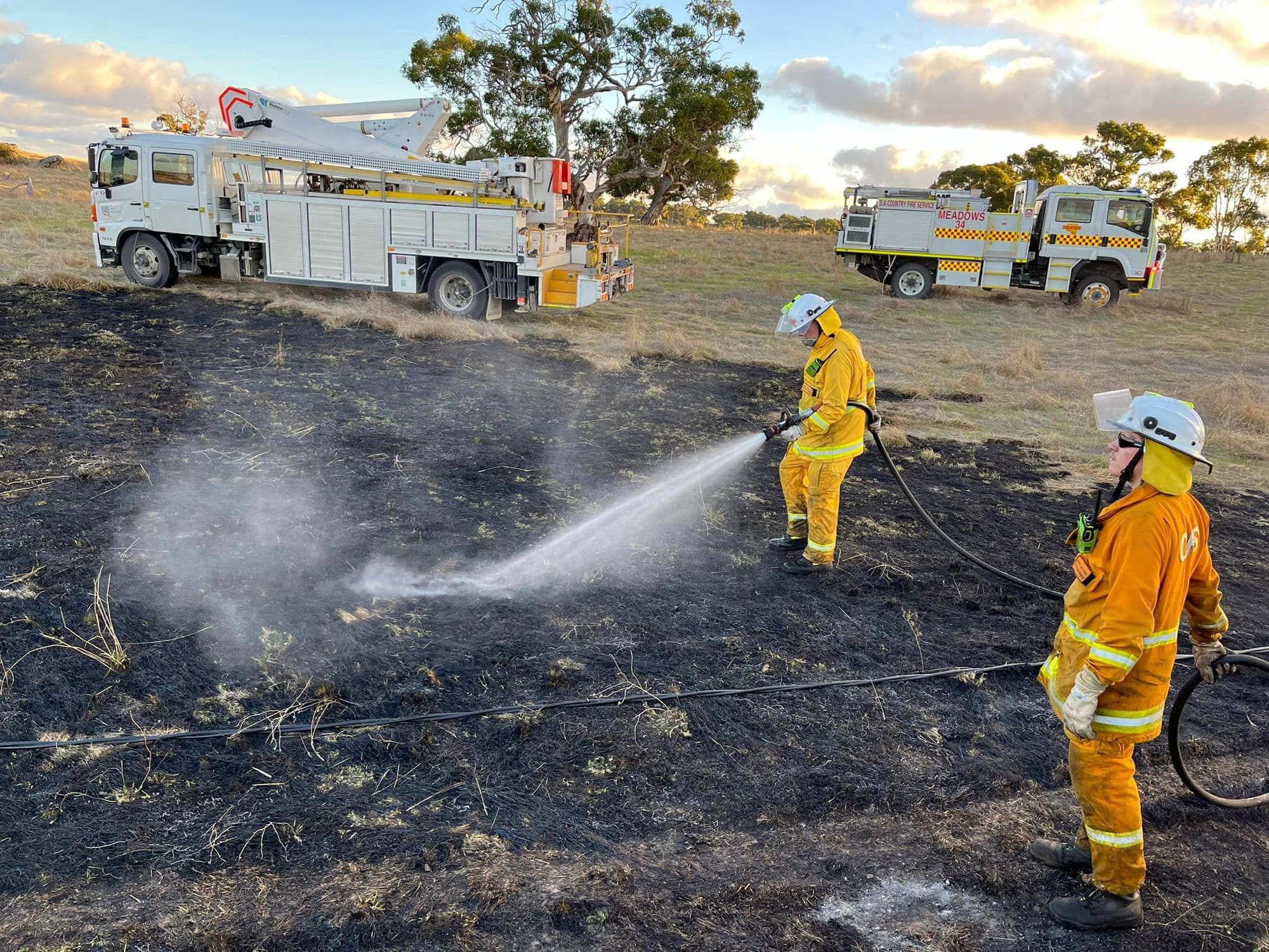 Grass fires spread across the region