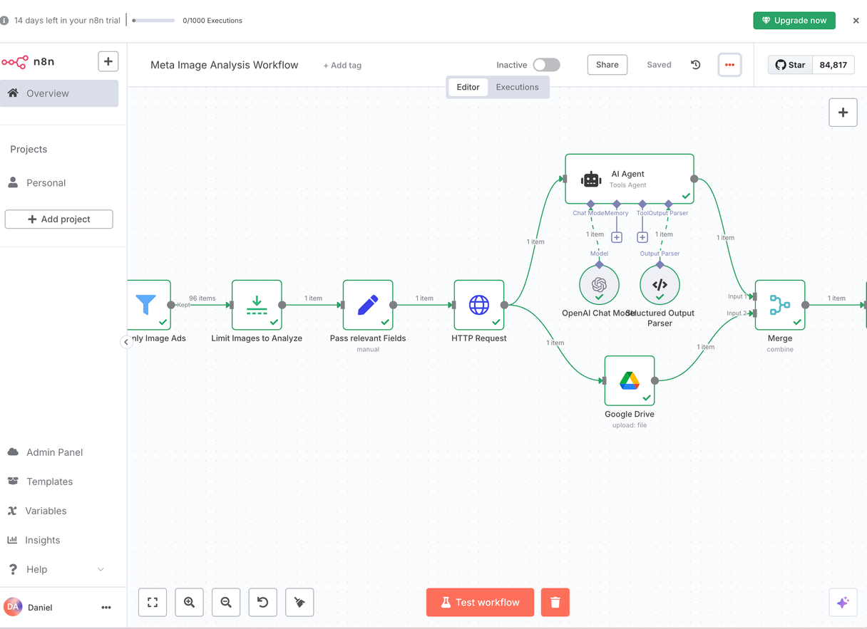 Meta Static Ads Image Analysis n8n Workflow