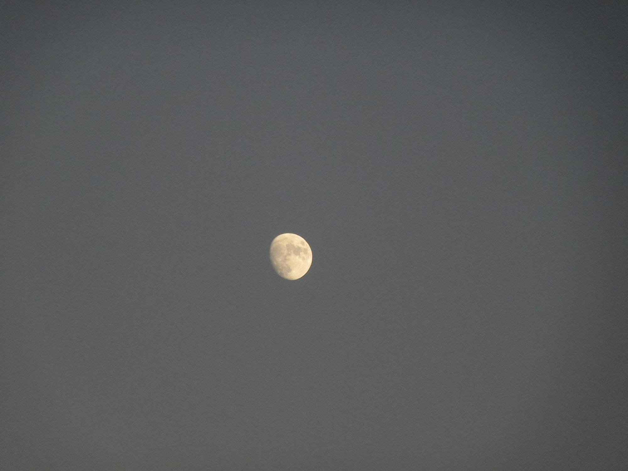 a close picture of a waxing gibbous moon in July