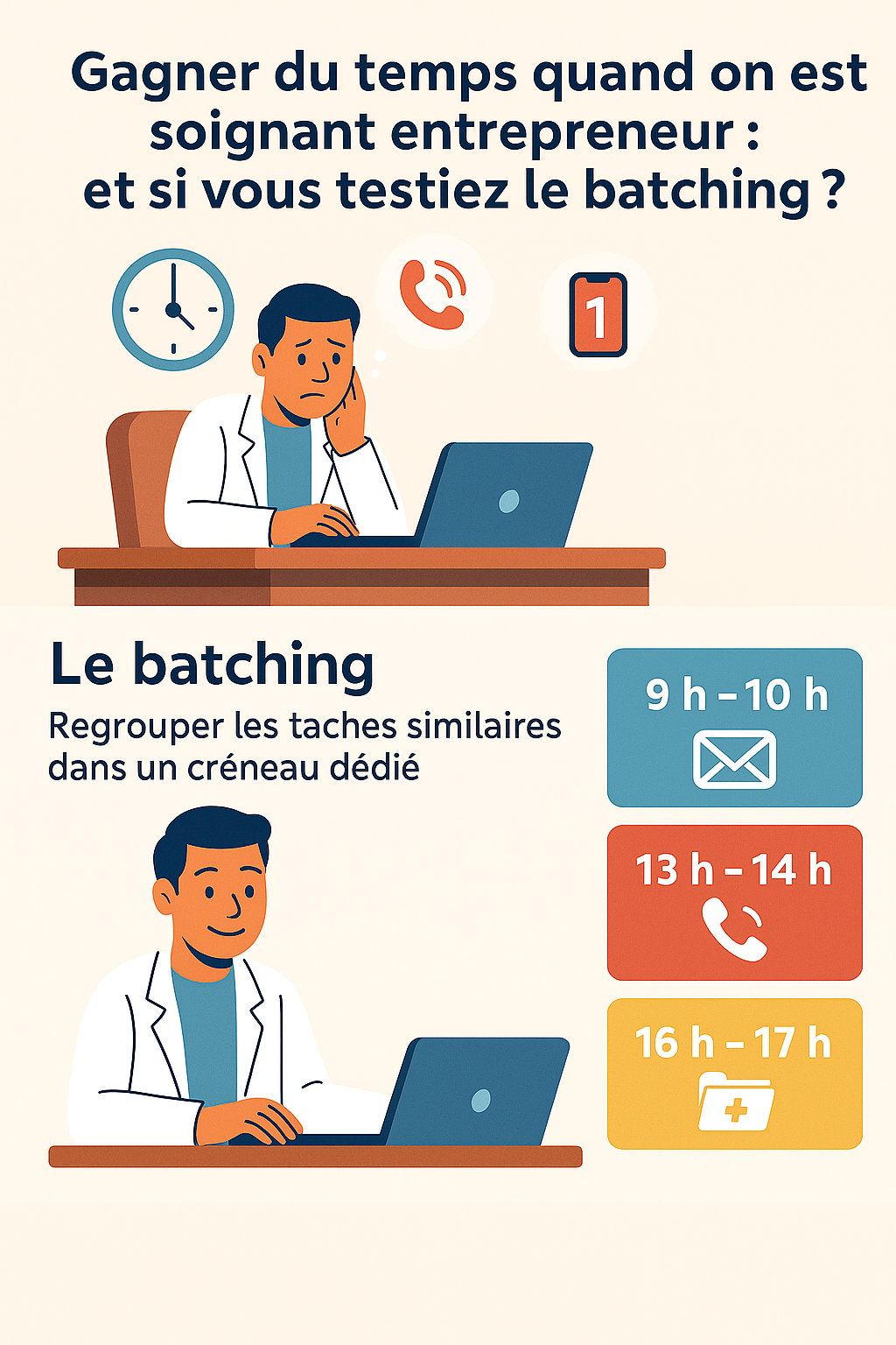Comment gagner du temps (et de l’énergie) grâce au batching quand on est soignant entrepreneur