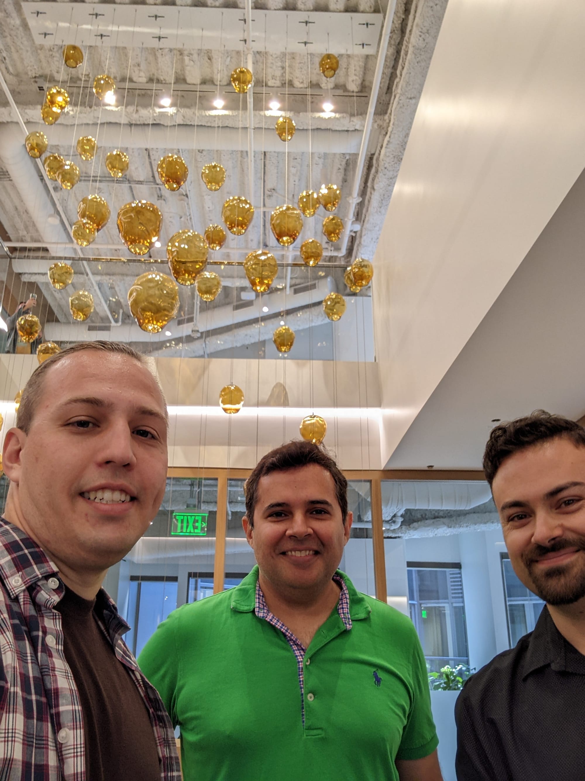 Chime employees participating in office launch scavenger hunt.