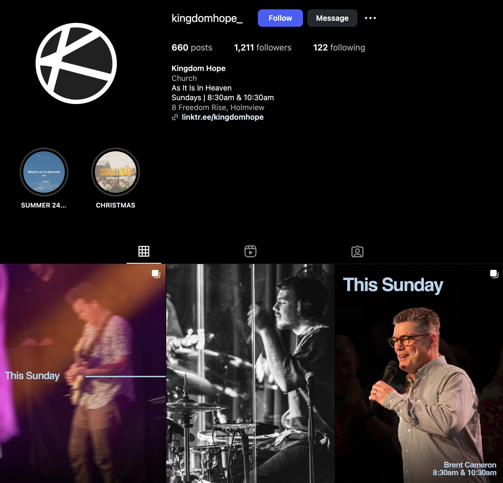 Brent on Kingdom Hope's Instagram page