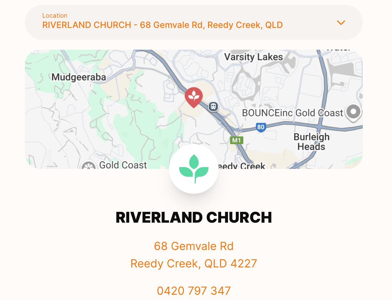 Riverland church location map