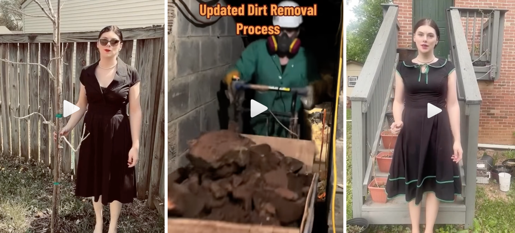 Kala in her tunnel in a dress