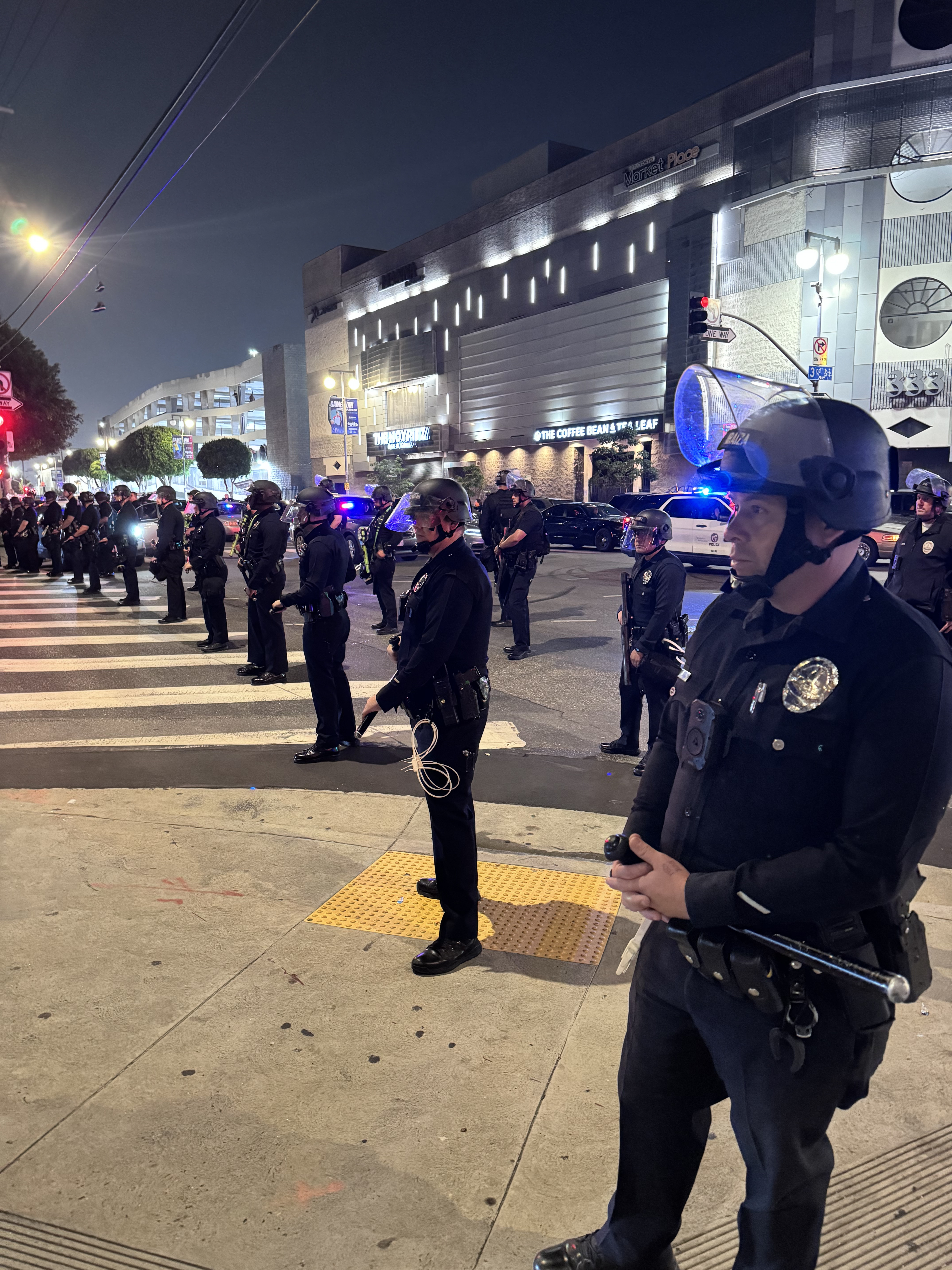 Giant line of cops