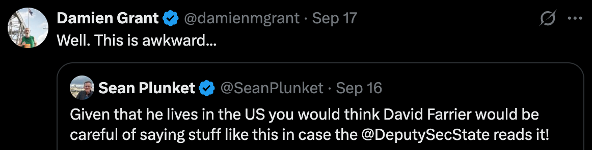 Damien Grant sharing Sean's message