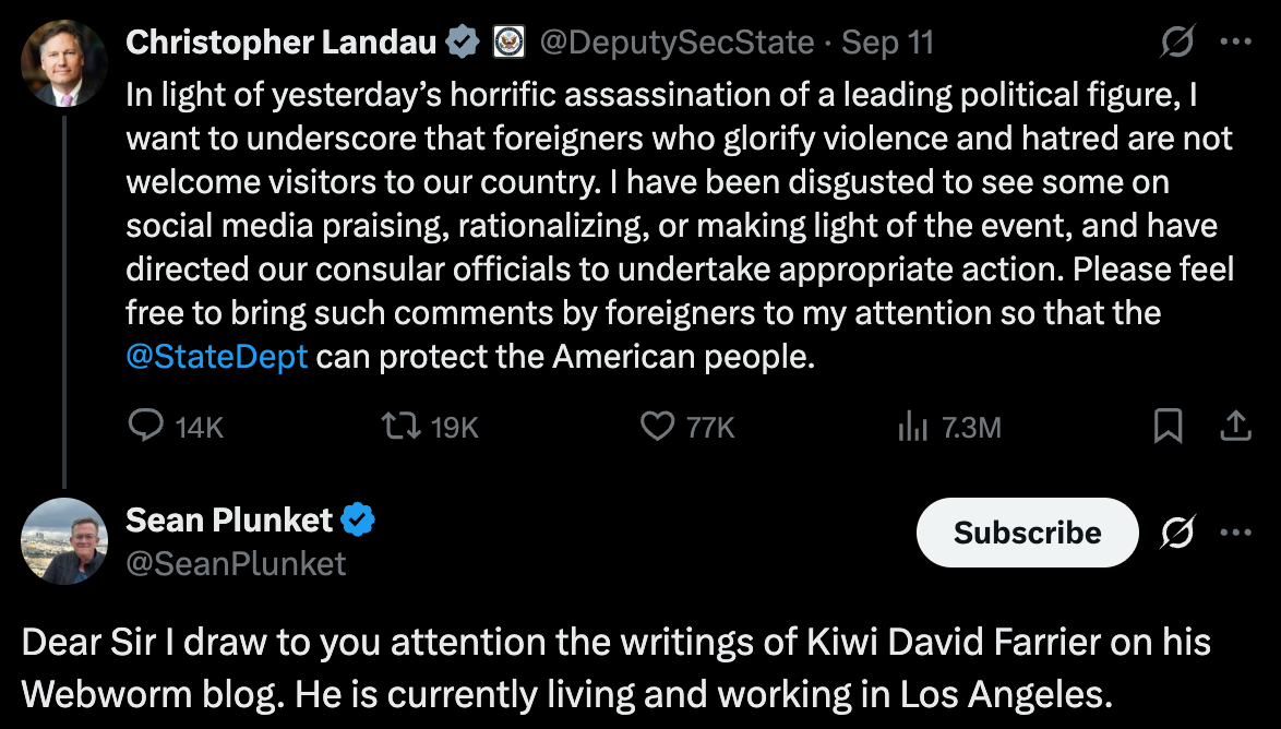 Sean Plunket tagging me in with Christopher Landau