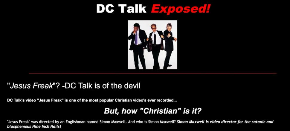 A screenshot from a forum saying DC Talk is of the devil