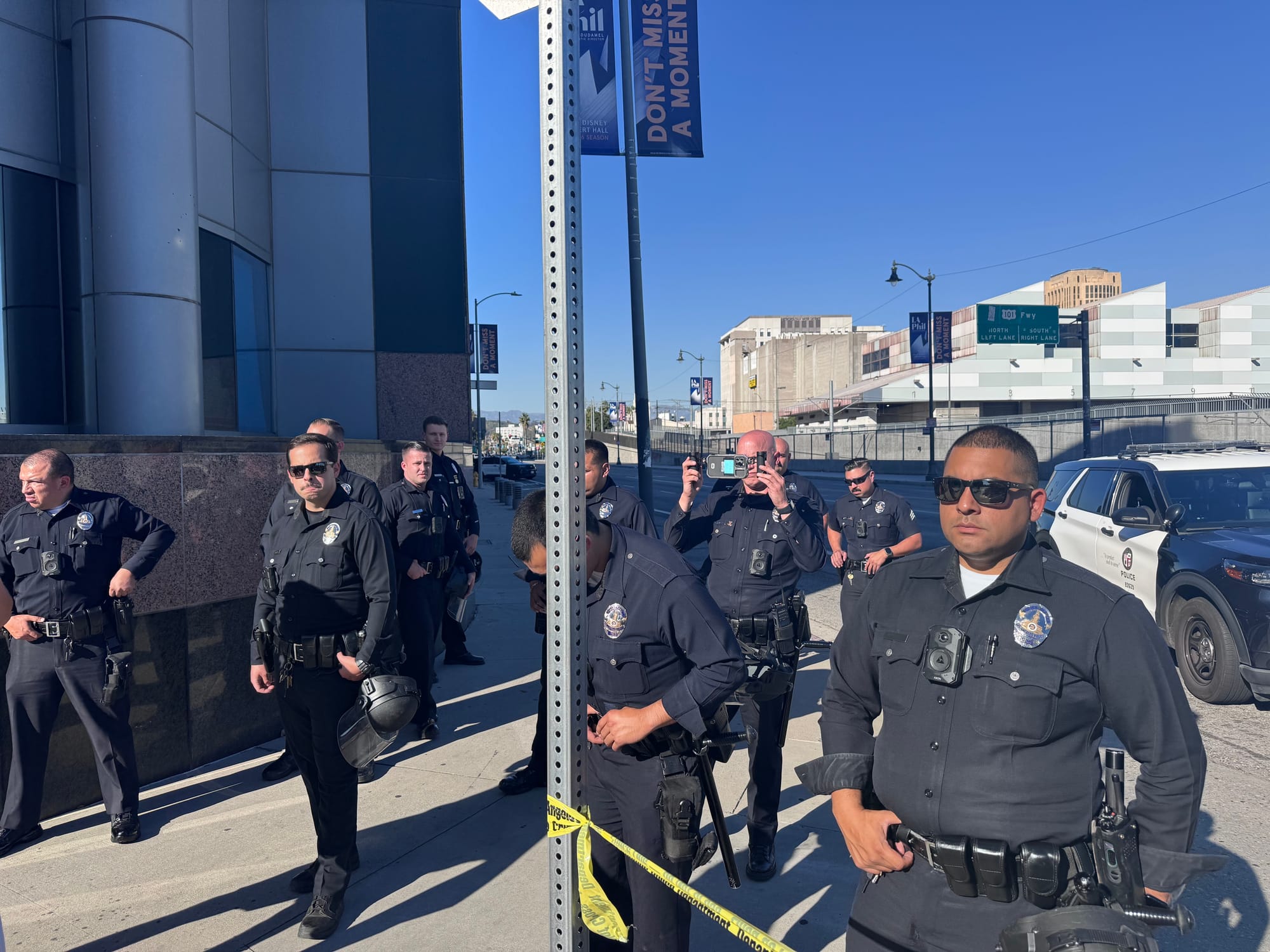 Cops looking staunch outside ICE