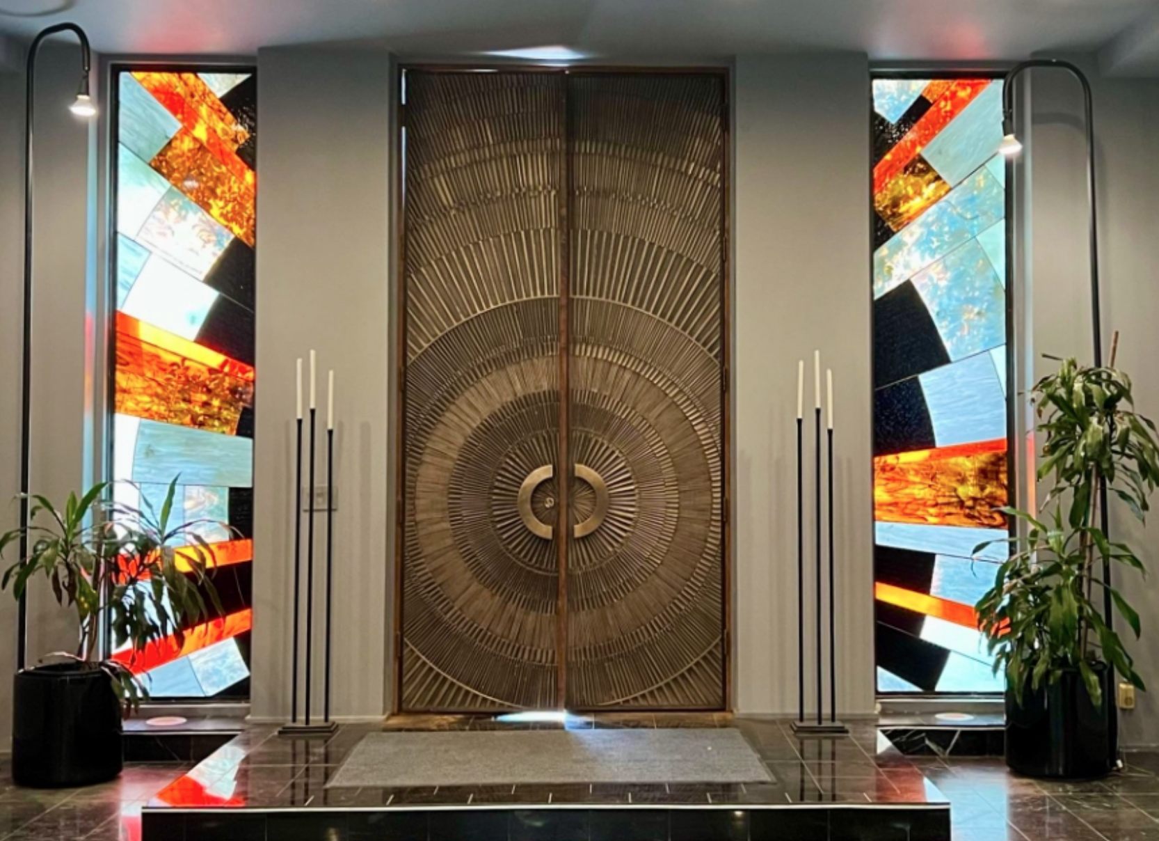 Large ornate bronze door