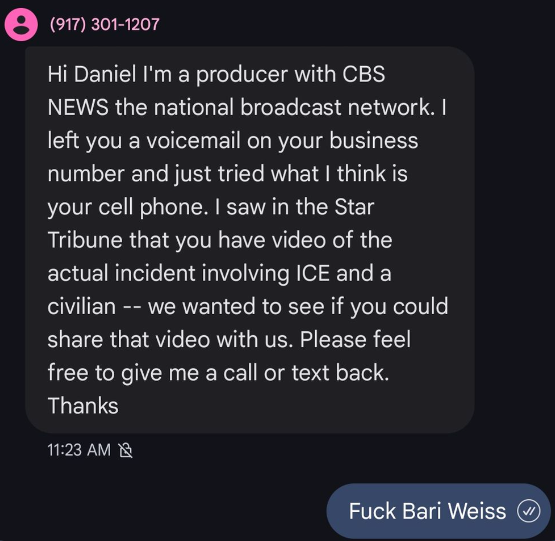 Daniel telling CBS to fuck off