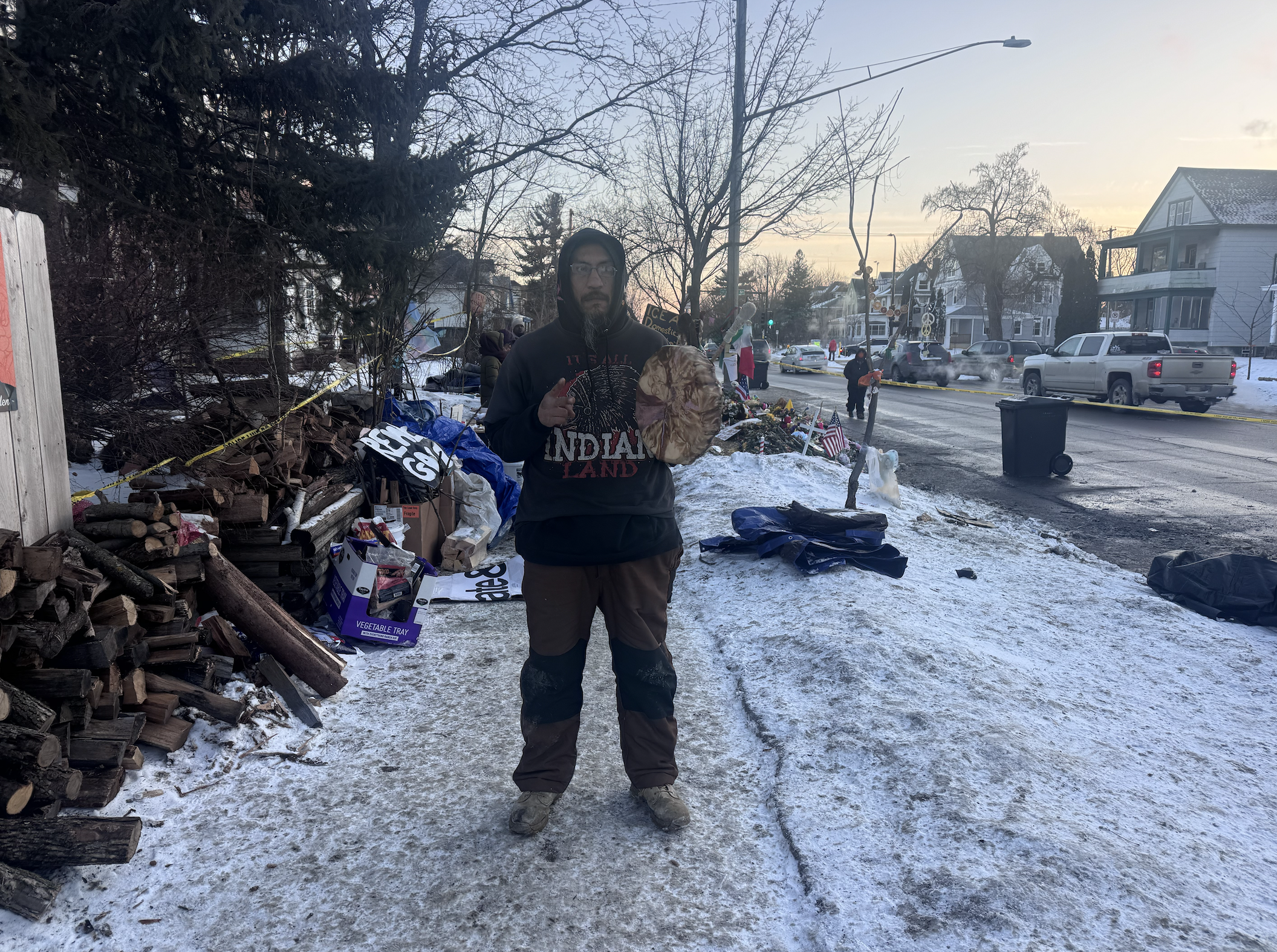 John Martin stands in his "Indian Land" hoodie