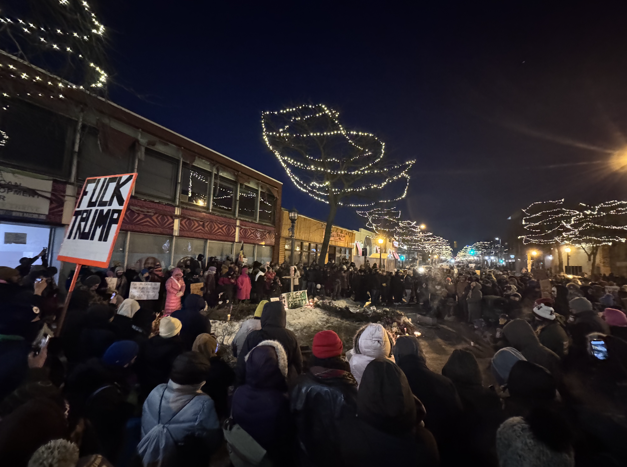 Night vigil at the site Alex was killed